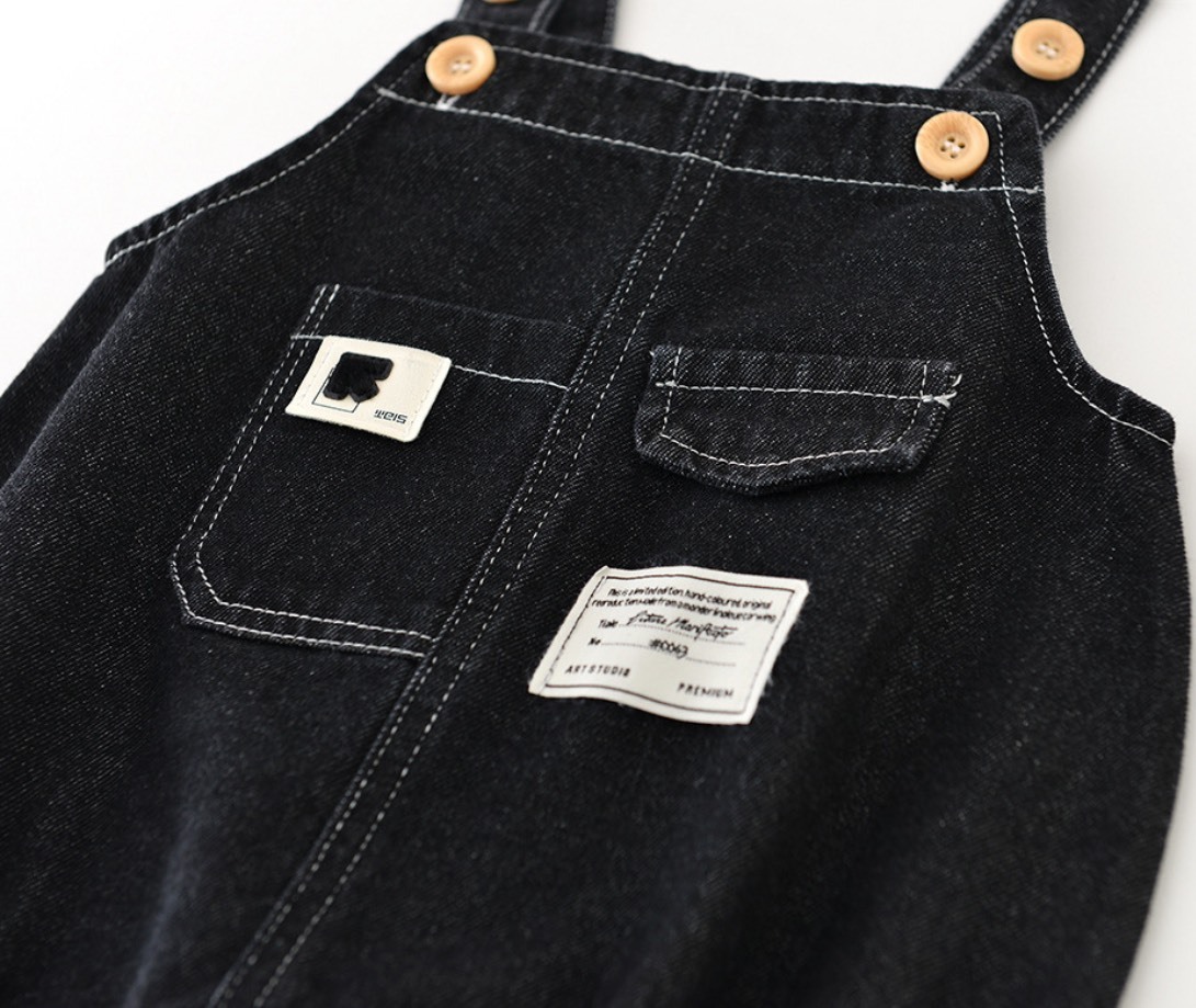 牛仔標籤吊帶褲