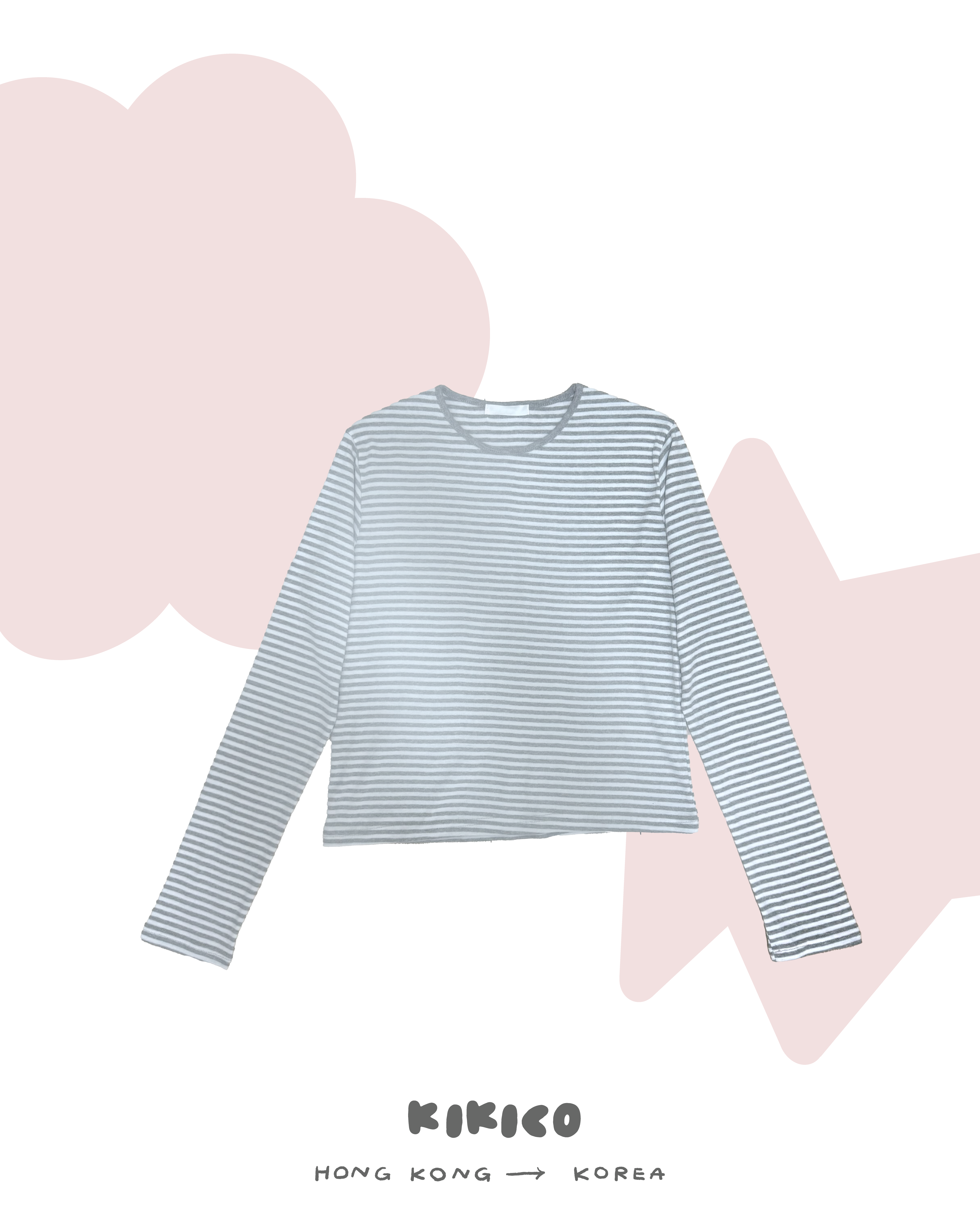 橫間羅紋包邊領長袖打底Tee