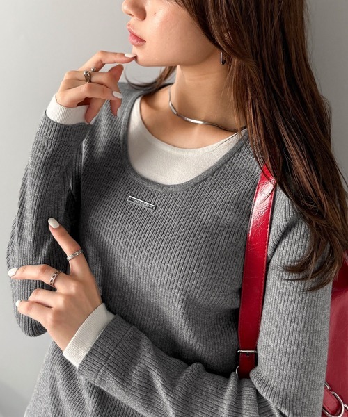 日本🇯🇵連線 Mily Bilet 分層針織長袖上衣 假兩件 多層次 針織 長袖 套頭衫 貼身 3色(任買兩件711免運)/預購