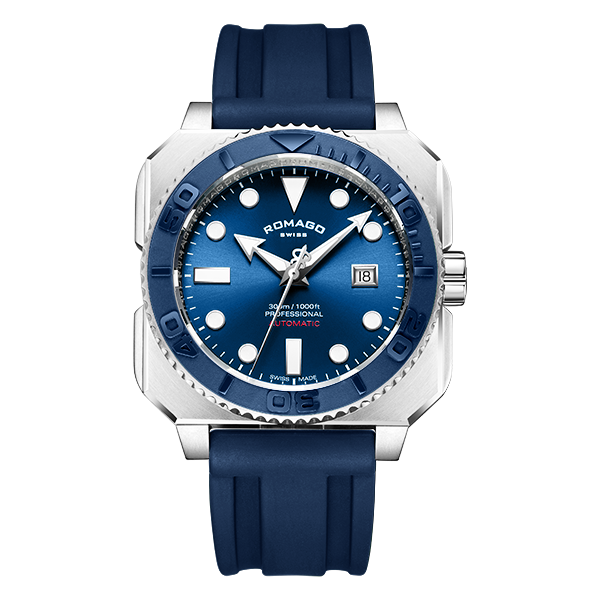 【ROMAGO 雷米格】 專業深潛者 300 RM109 贈錶帶 機械錶 防水 浮潛 不鏽鋼 皮革 矽膠-