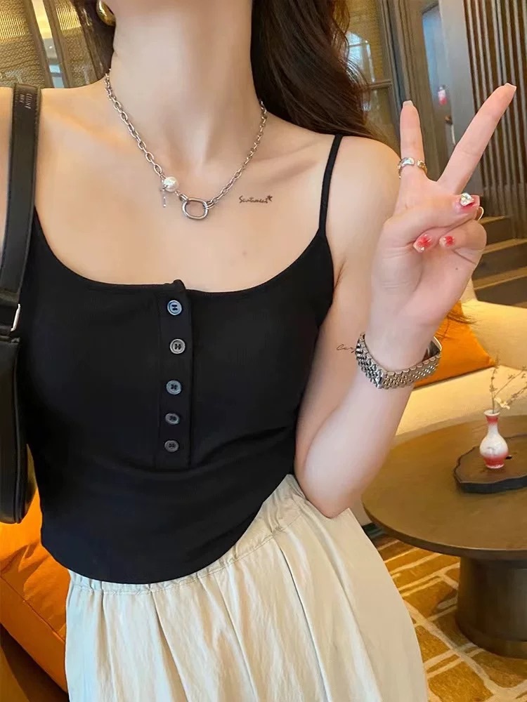 細肩五釦罩杯短背心 4615