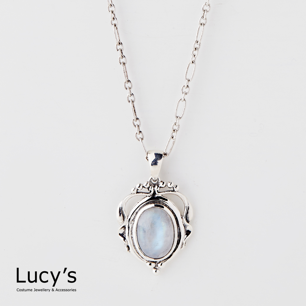 925純銀 魔鏡月光 硫化項鍊 (75724)