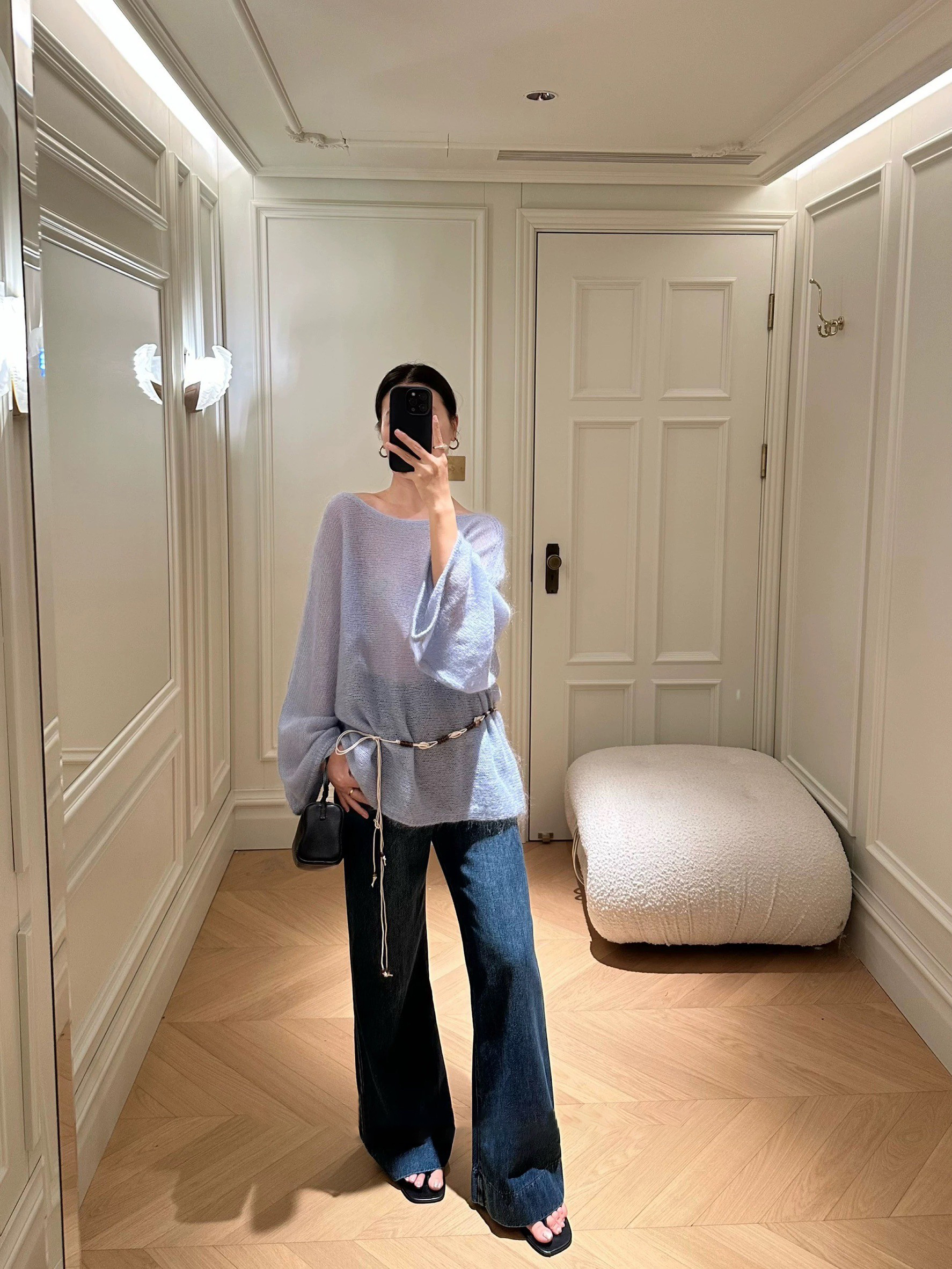 歐美褲管壓摺造型落地直筒牛仔褲-S-L / 2色 (Elegant & Love)