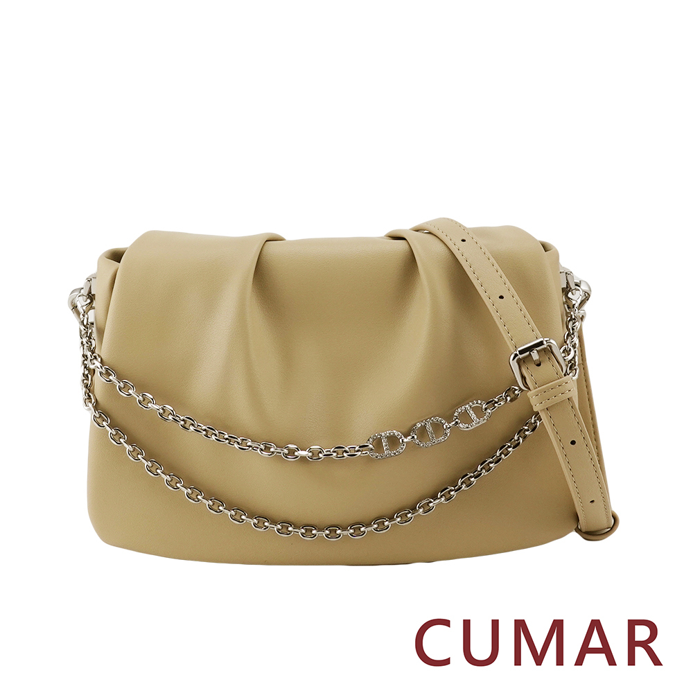 CUMAR|造型綴飾抓皺斜背包