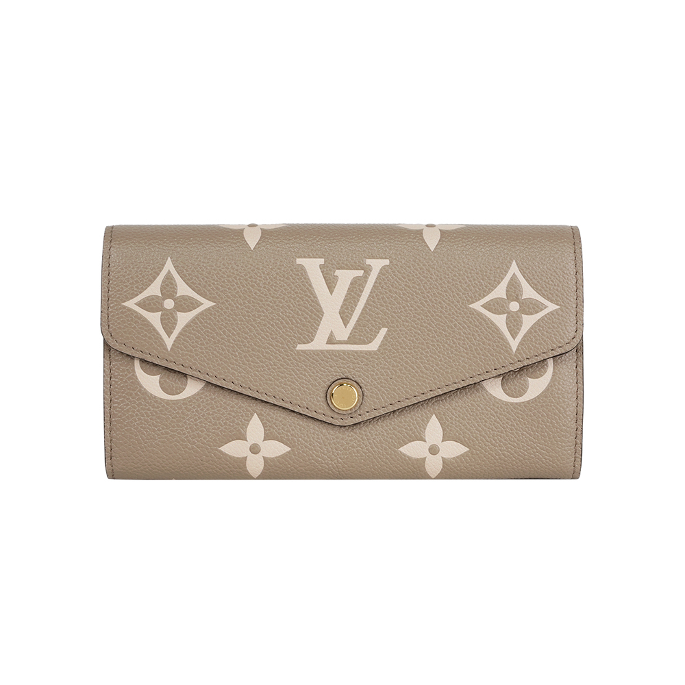 【Louis Vuitton】Monogram SARAH 壓紋粒面牛皮發財長夾(斑鳩灰/奶油白)