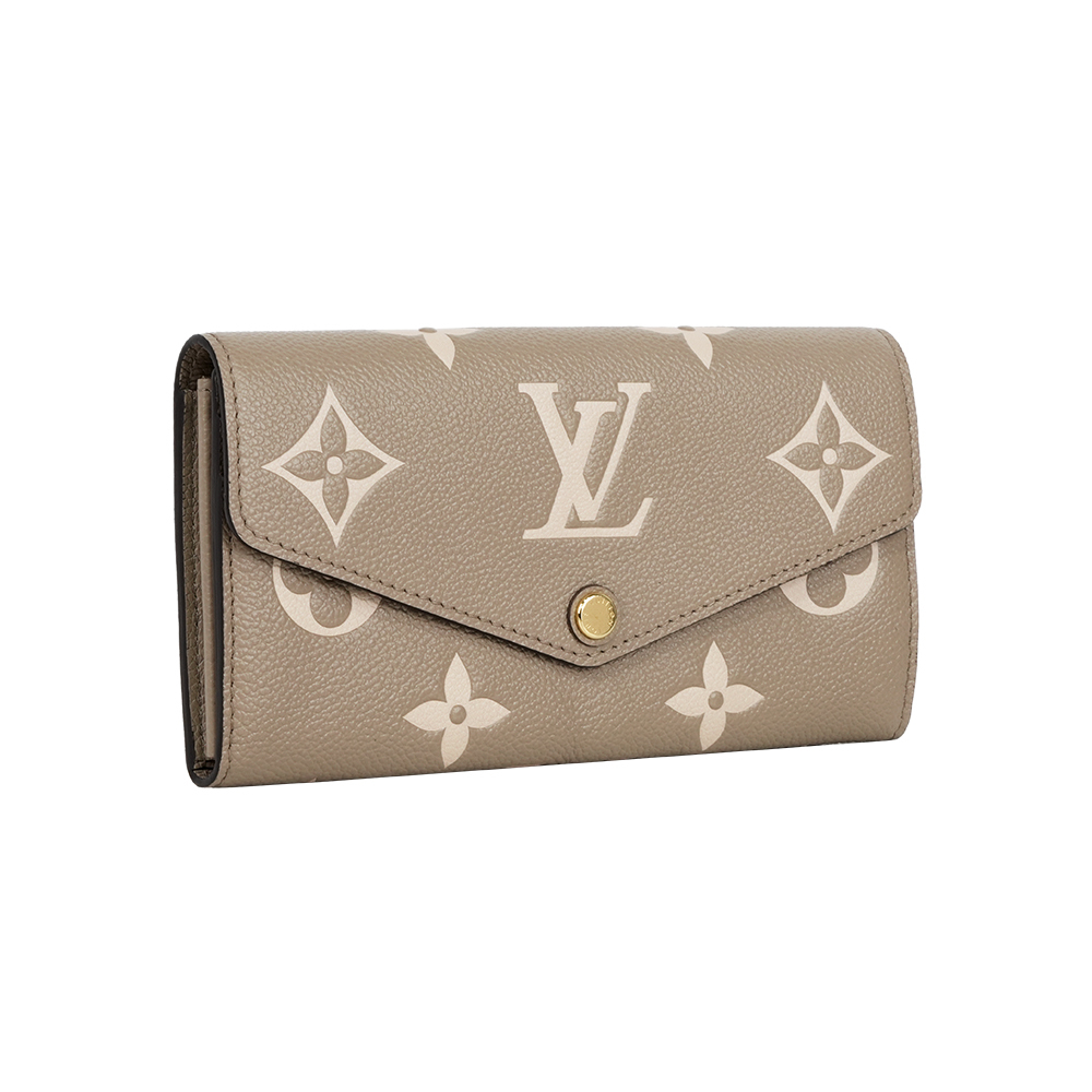 【Louis Vuitton】Monogram SARAH 壓紋粒面牛皮發財長夾(斑鳩灰/奶油白)
