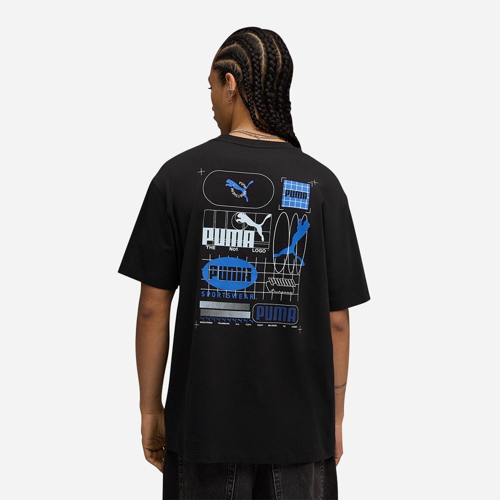 PUMA 短T 基本系列 GRID 黑藍 短袖 T恤 男 68803901