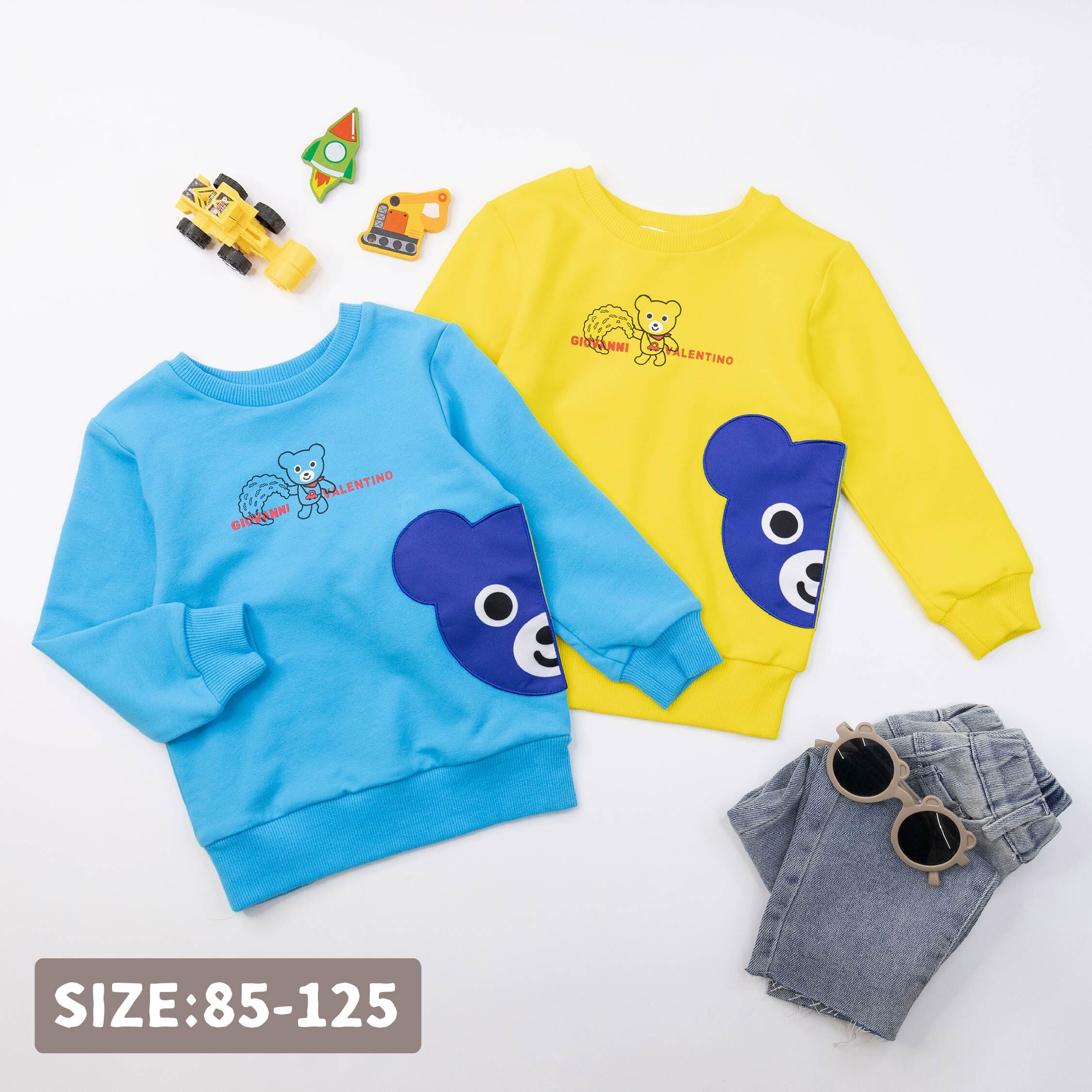 范侖鐵諾【52514】帥氣雙色大頭熊圓領上衣＊二色