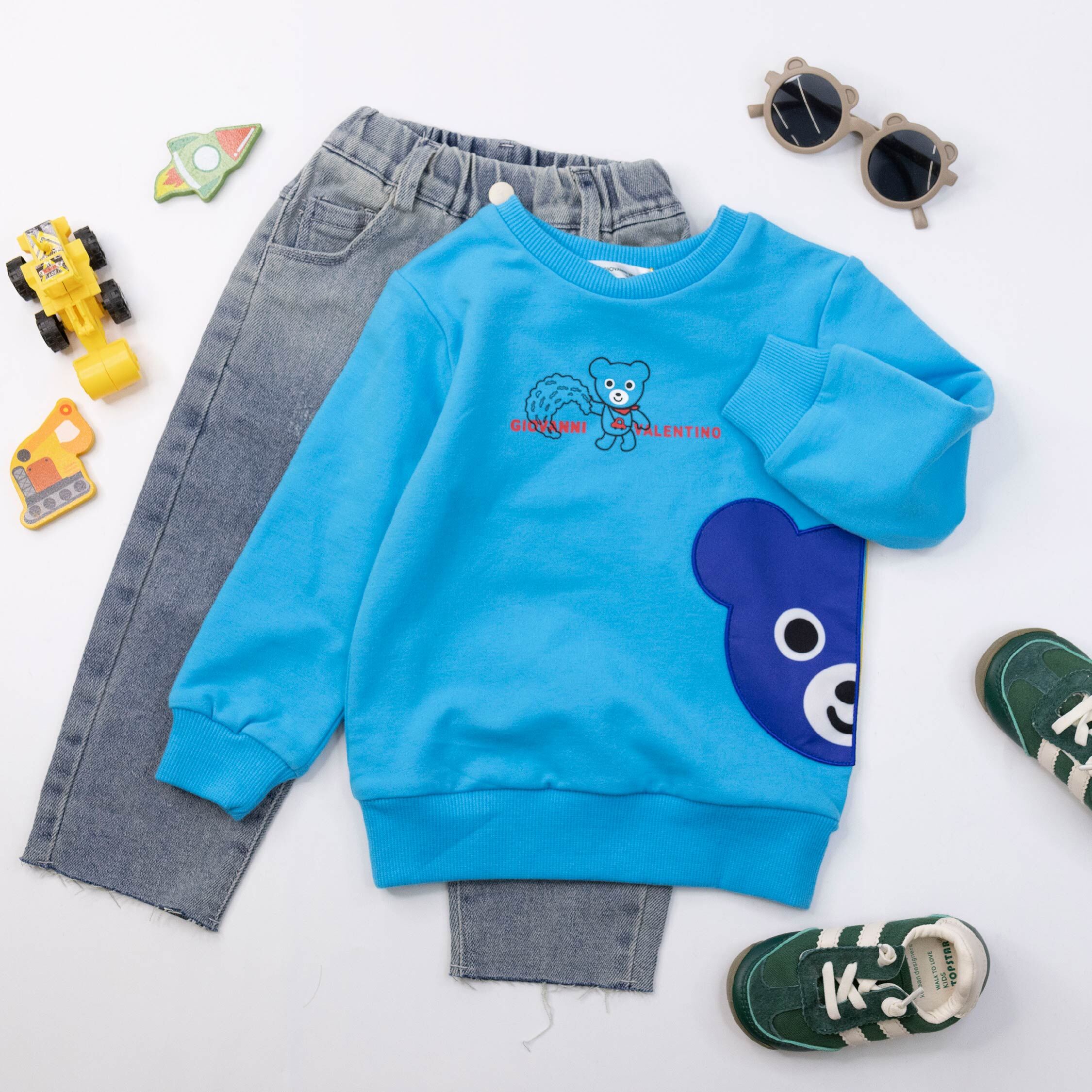 范侖鐵諾【52514】帥氣雙色大頭熊圓領上衣＊二色