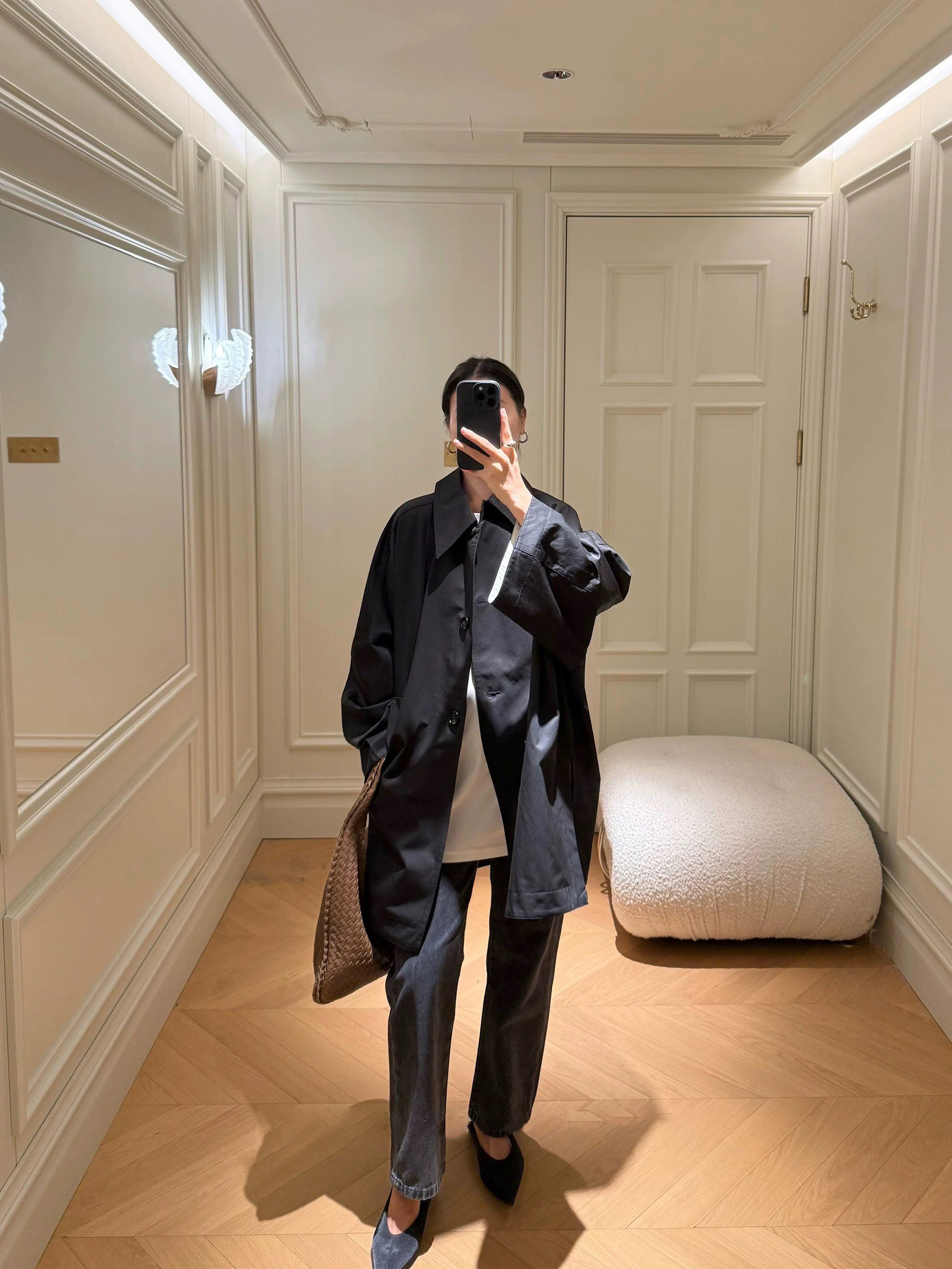 偵探風翻領寬鬆感落肩風衣外套-F / 2色 (Elegant & Love)