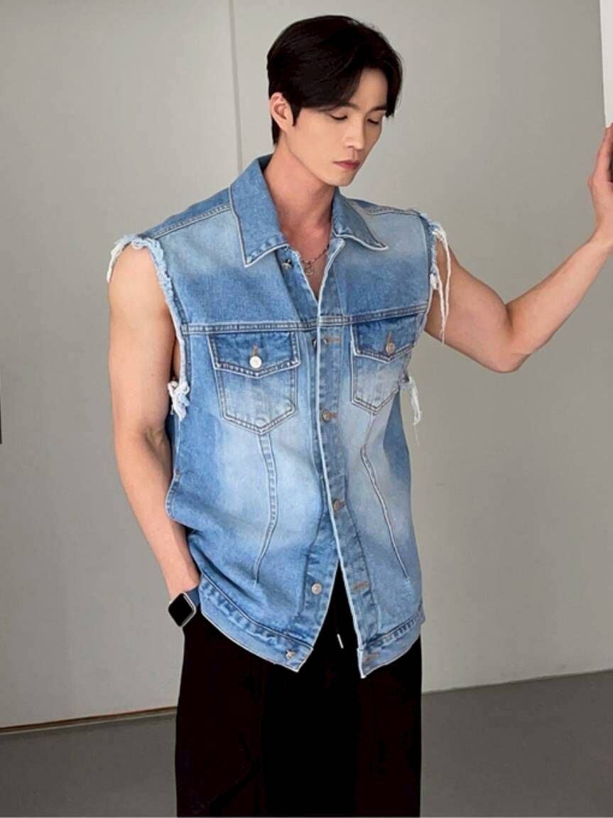 Fade 毛邊牛仔背心