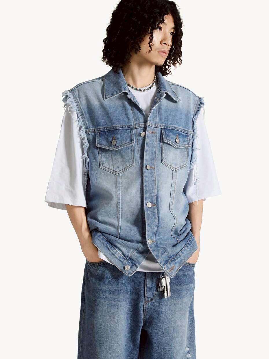 Fade 毛邊牛仔背心