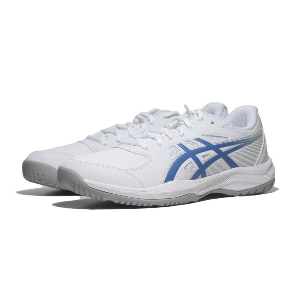 ASICS 排球鞋 COURT SLIDE 4 白藍 皮革 羽排鞋 男 1041A483101