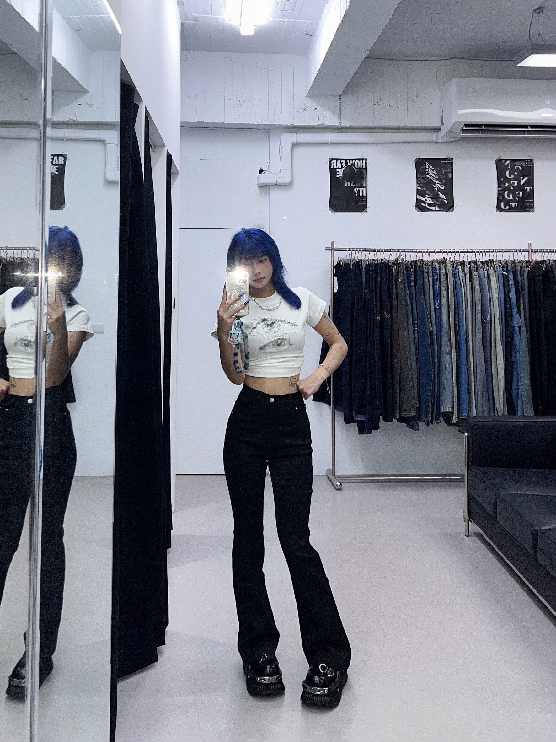 (GOAL) 超彈力 顯瘦 純黑喇褲 909210 june