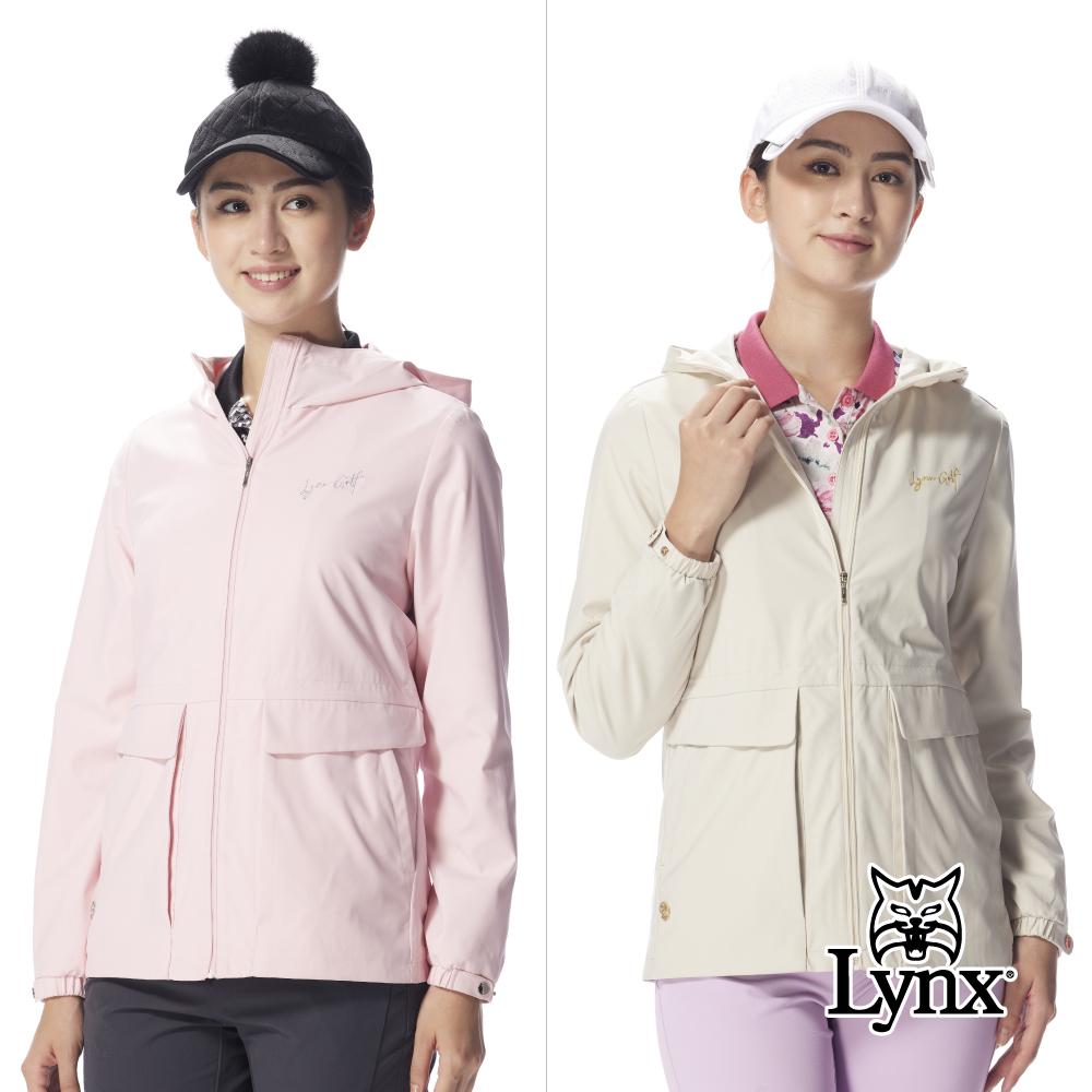 【Lynx Golf】女款防潑水連帽大口袋後擺開岔風衣連帽外套