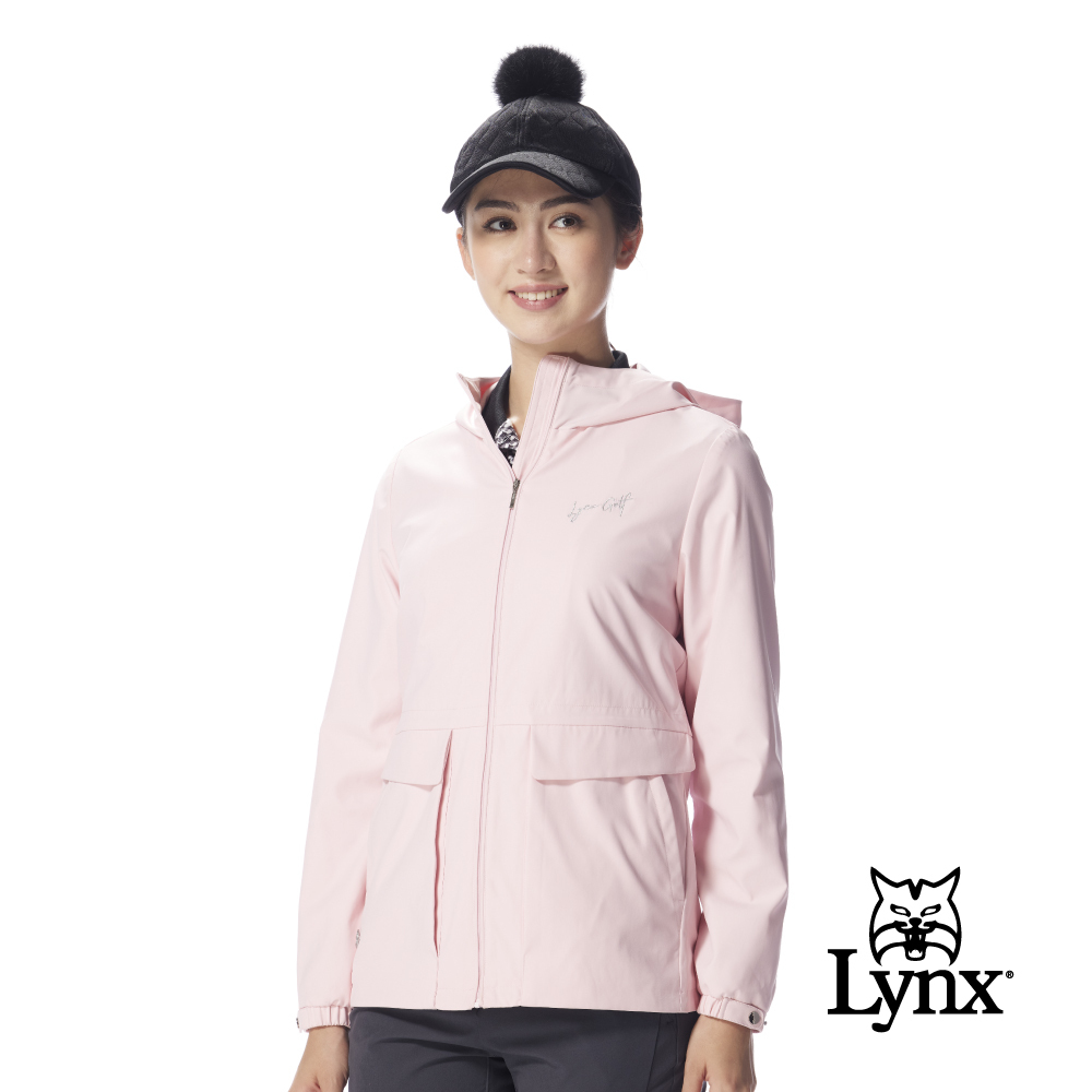 【Lynx Golf】女款防潑水連帽大口袋後擺開岔風衣連帽外套