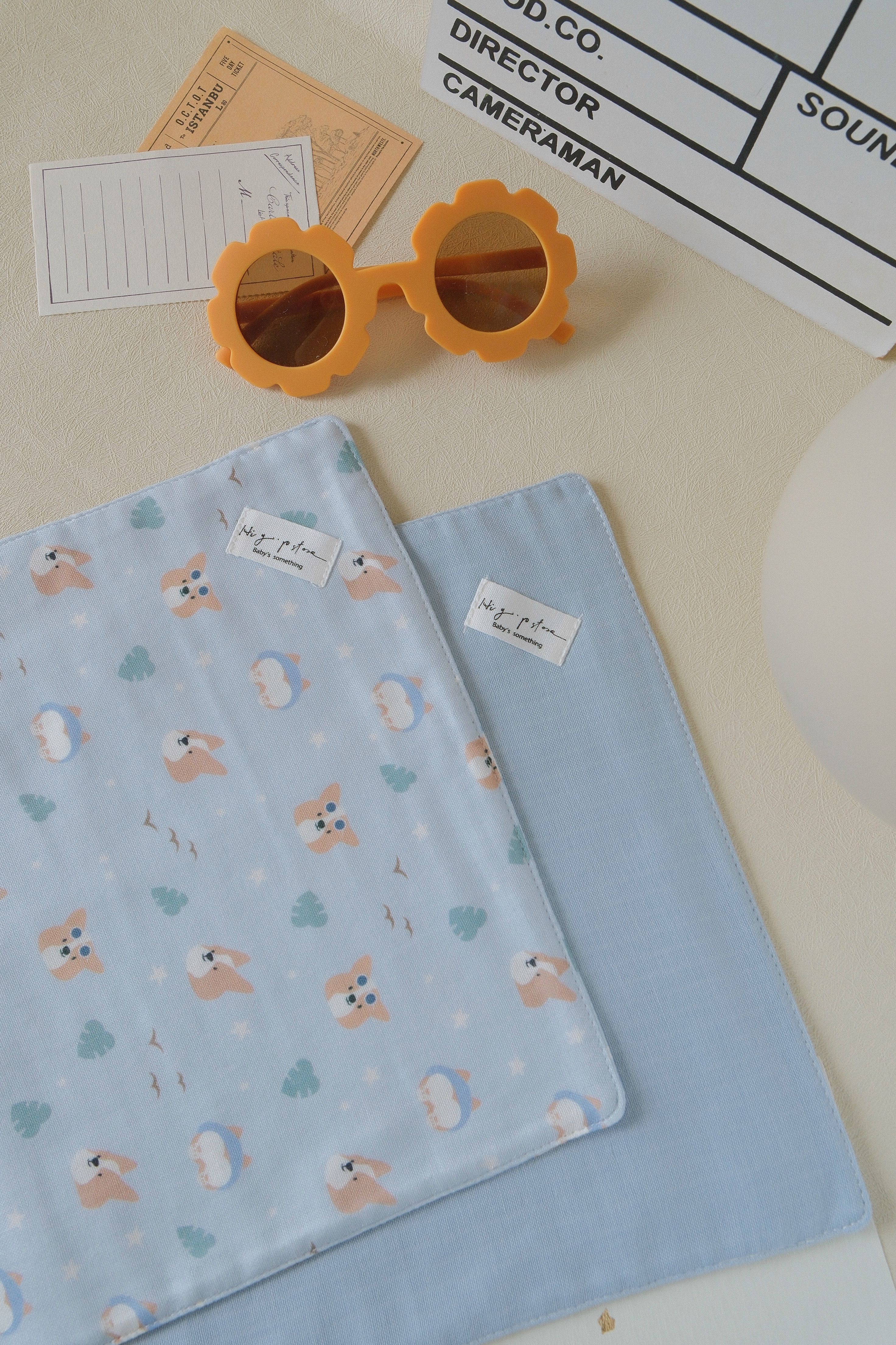 Hi Y.P store-手作六層紗紗布巾-獨家設計款-柯基夏日誌(2件組)