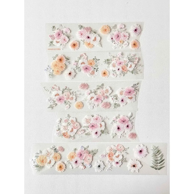 韓國 ggaggong．熱帶花朵 6cm亮面PET紙膠帶 <只有整捲>