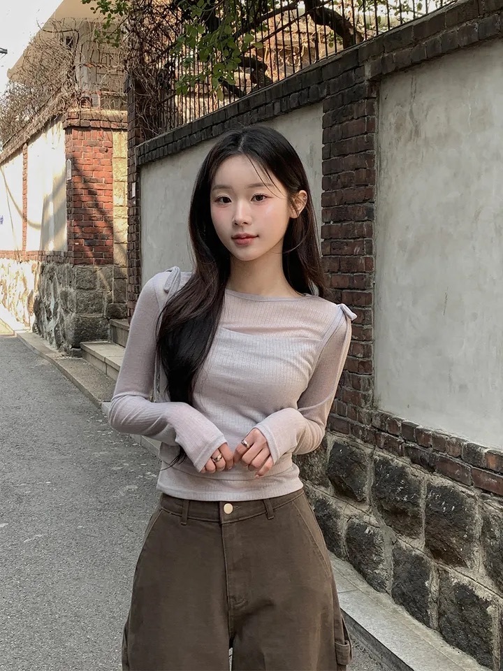 【優惠價預訂】韓國透視長袖＋吊帶SET（4色）