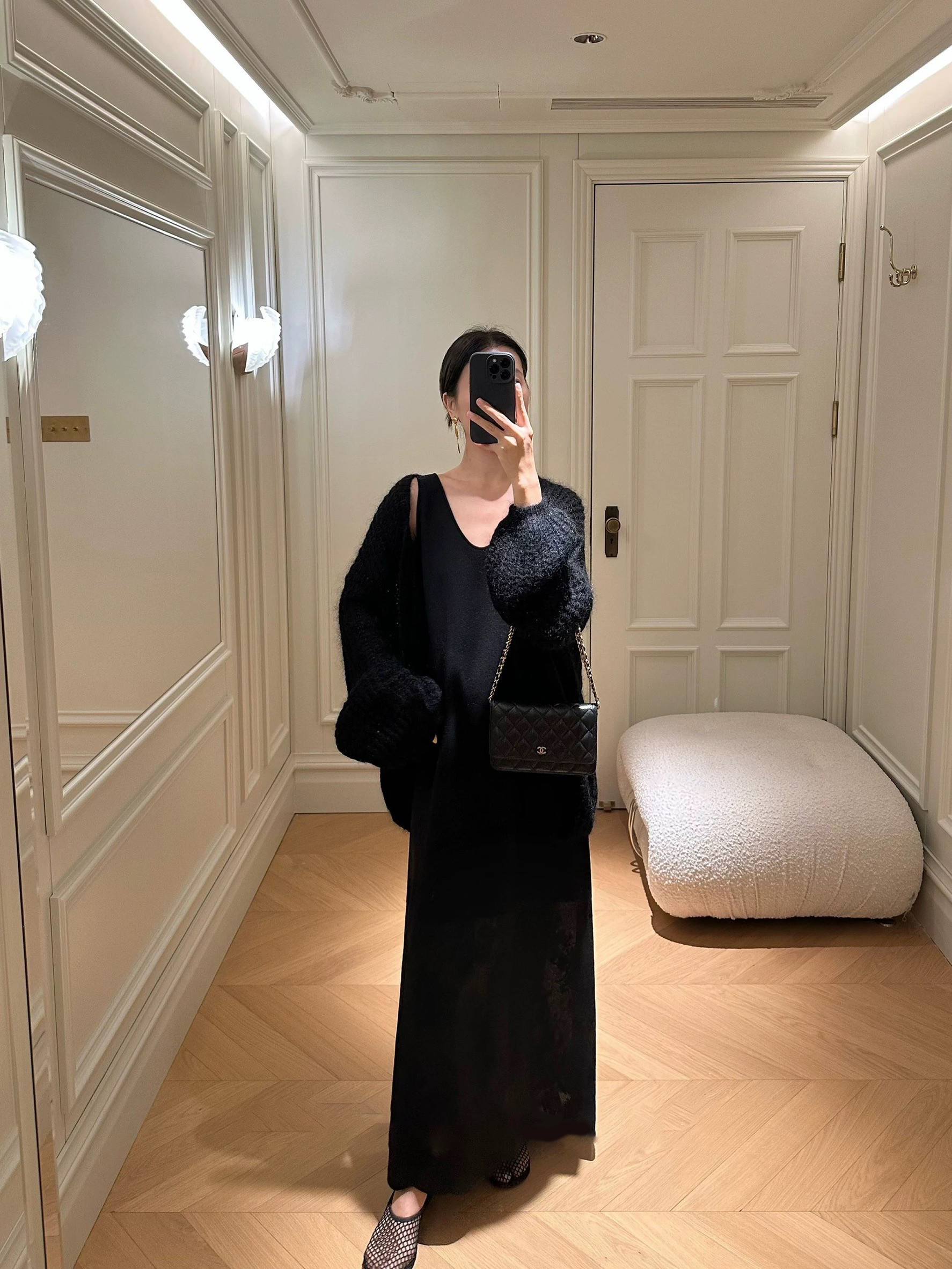 織紋感微透膚圓領上衣+背心裙長洋裝SET-F / 2色 (Elegant & Love)