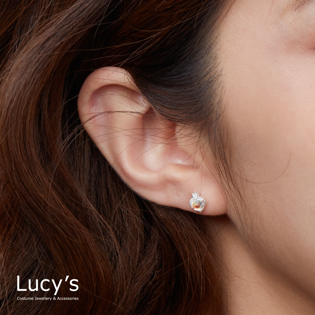 925純銀 琉璃心 轉珠耳環 (117763)