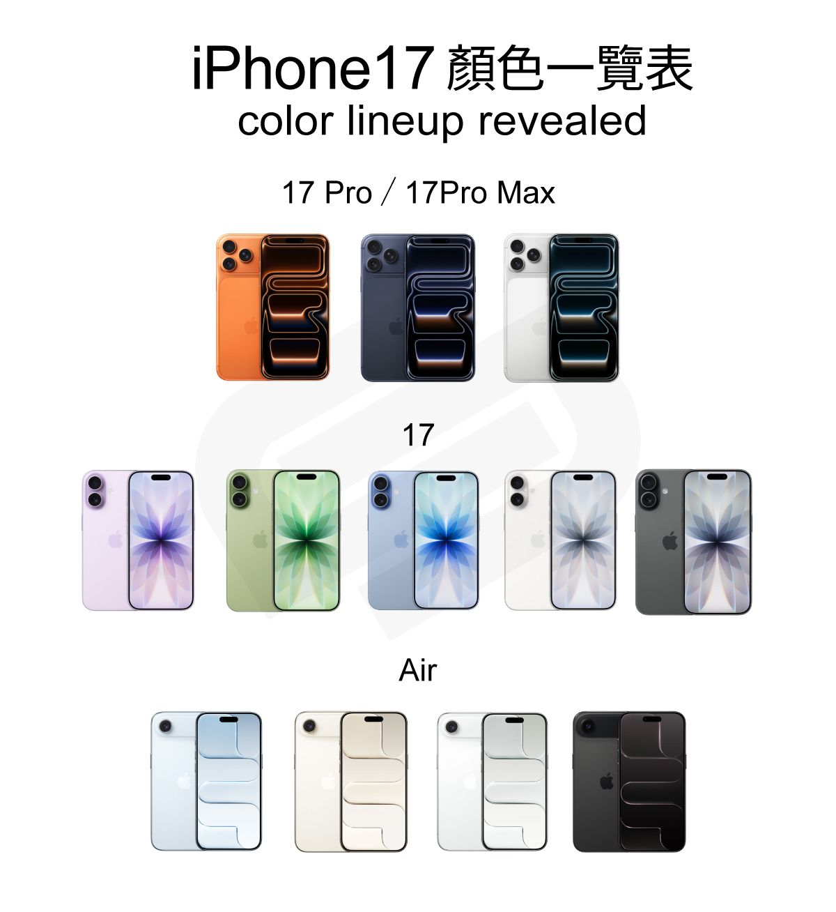 iPhone17系列顏色