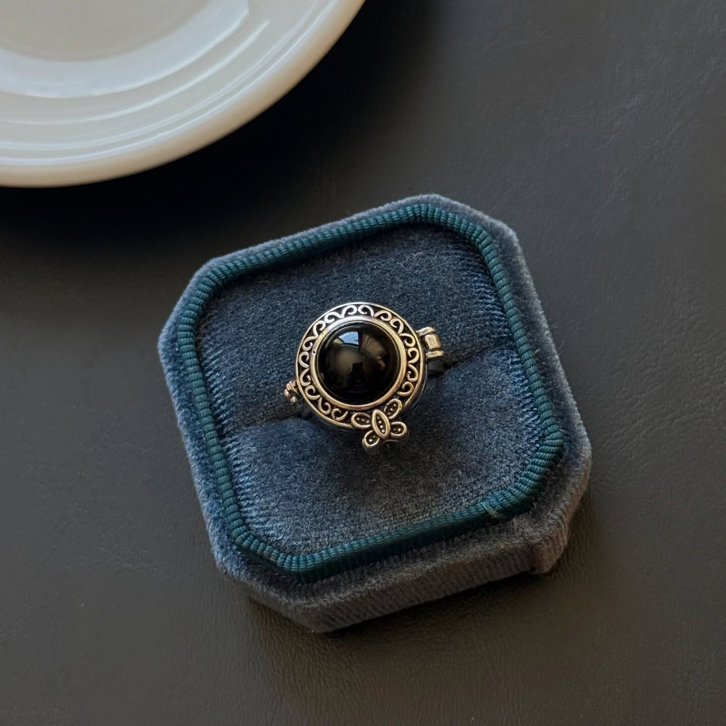 [原石] 黑曜石 盒子水晶戒指