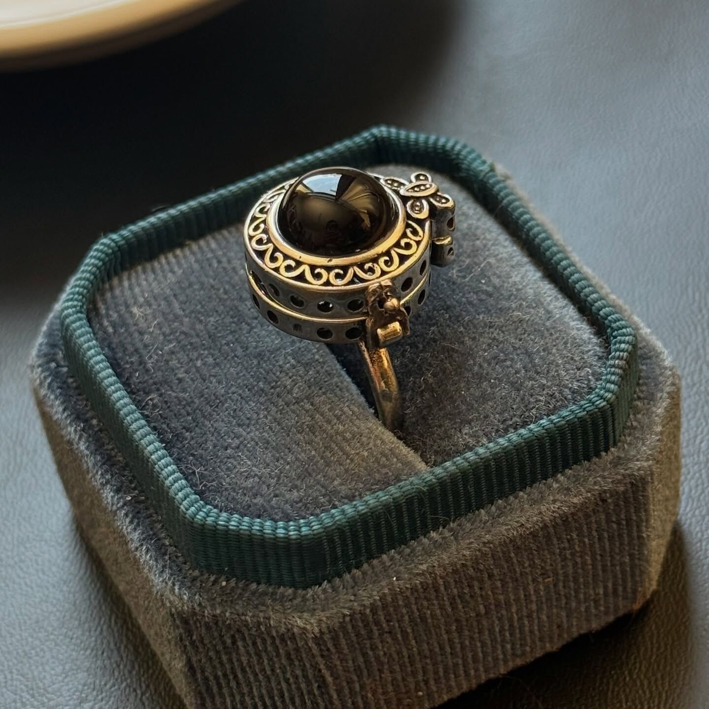 [原石] 黑曜石 盒子水晶戒指