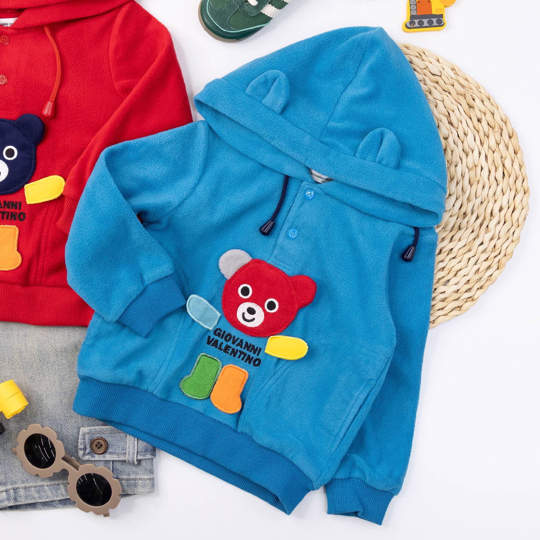 范侖鐵諾【52522】色彩小熊拼接舒適連帽上衣