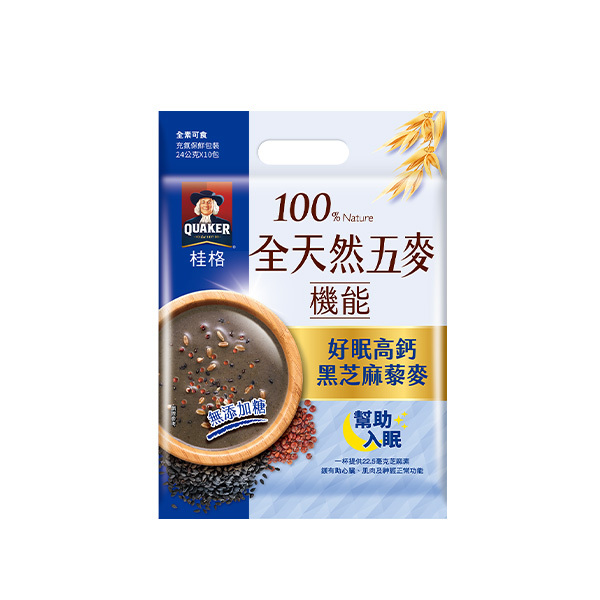 桂格 全天然五麥-好眠高鈣黑芝麻藜麥(無添加糖)24gX10包[滿2件+1元多1件活動商品，請勿直接購買]