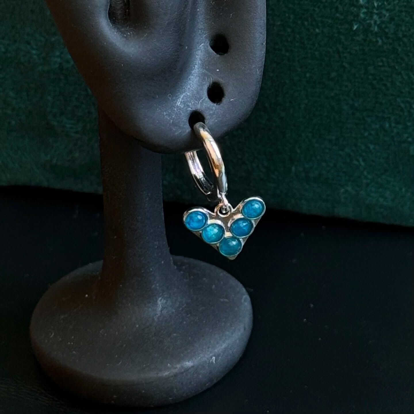 [原石] 藍磷灰石 925銀耳環