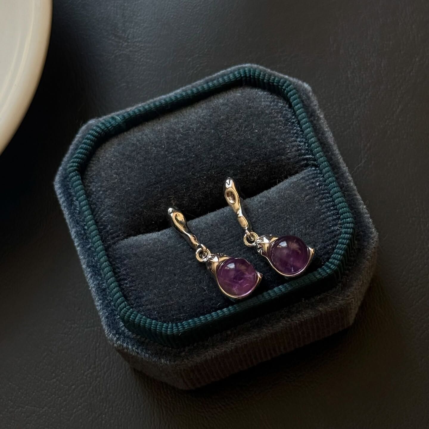 [原石] 紫水晶 925銀耳環