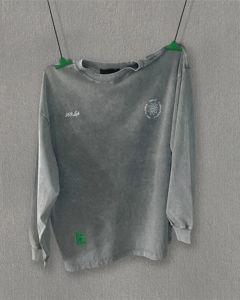 369Lab Heavy Wahed Long Sleeves Tee (Loose Fit) - Grey | LTE011