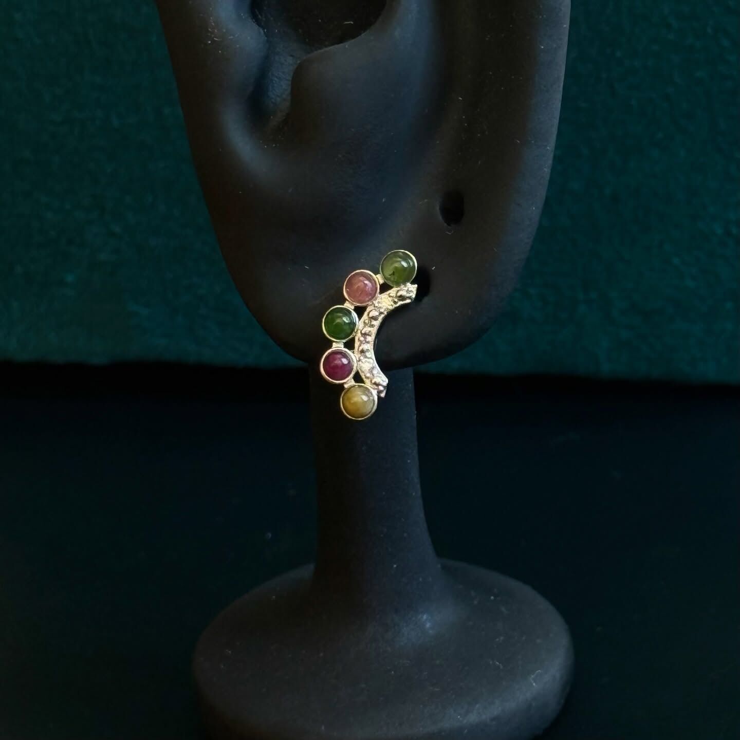 [原石]  西瓜碧璽 925銀耳環