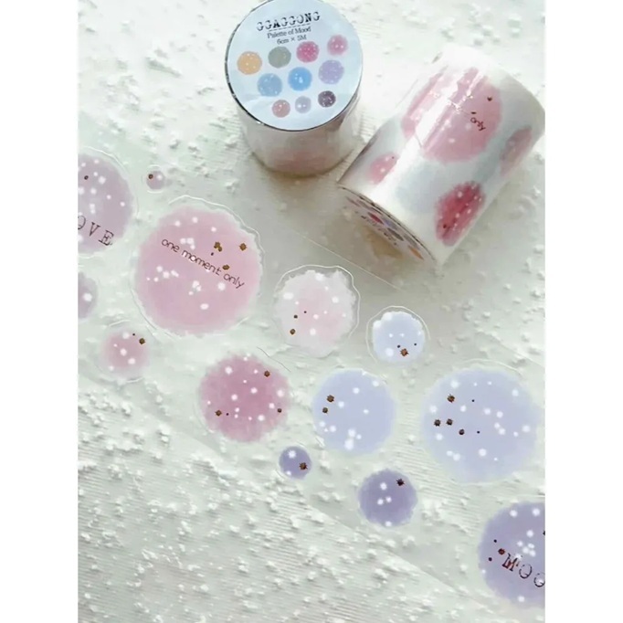 韓國 ggaggong．情緒調色盤 6cm割型燙金亮面PET/日本和紙膠帶 <只有整捲>