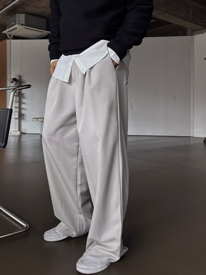 梅森雙褶寬鬆休閒西裝褲