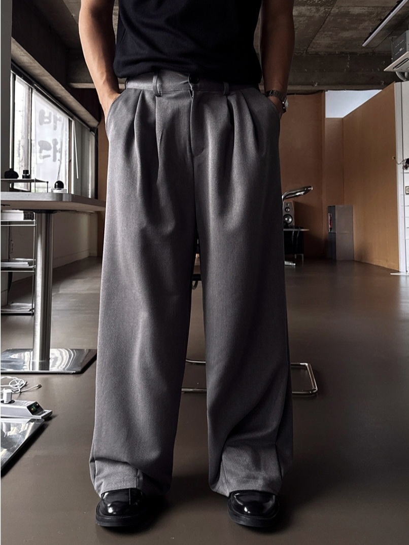 梅森雙褶寬鬆休閒西裝褲