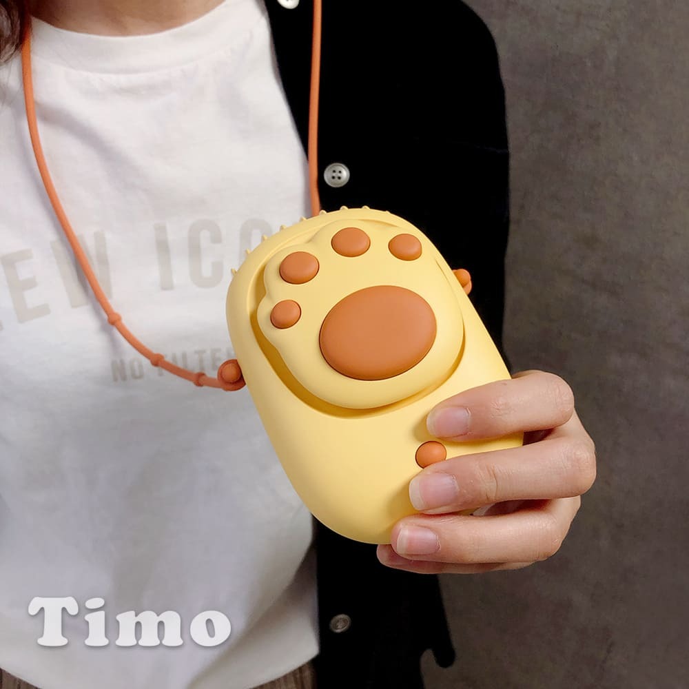 Timo棉花糖貓爪掌上吹式頸掛風扇