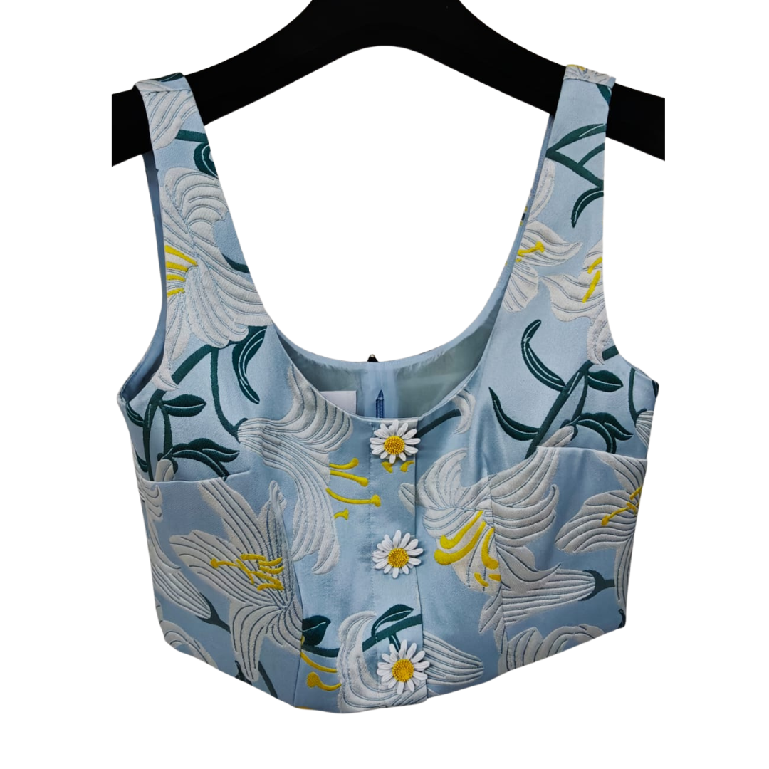 1EA0726-181 EDWARD ACHOUR Top Print Blue #080708/847 (C-EU-E)