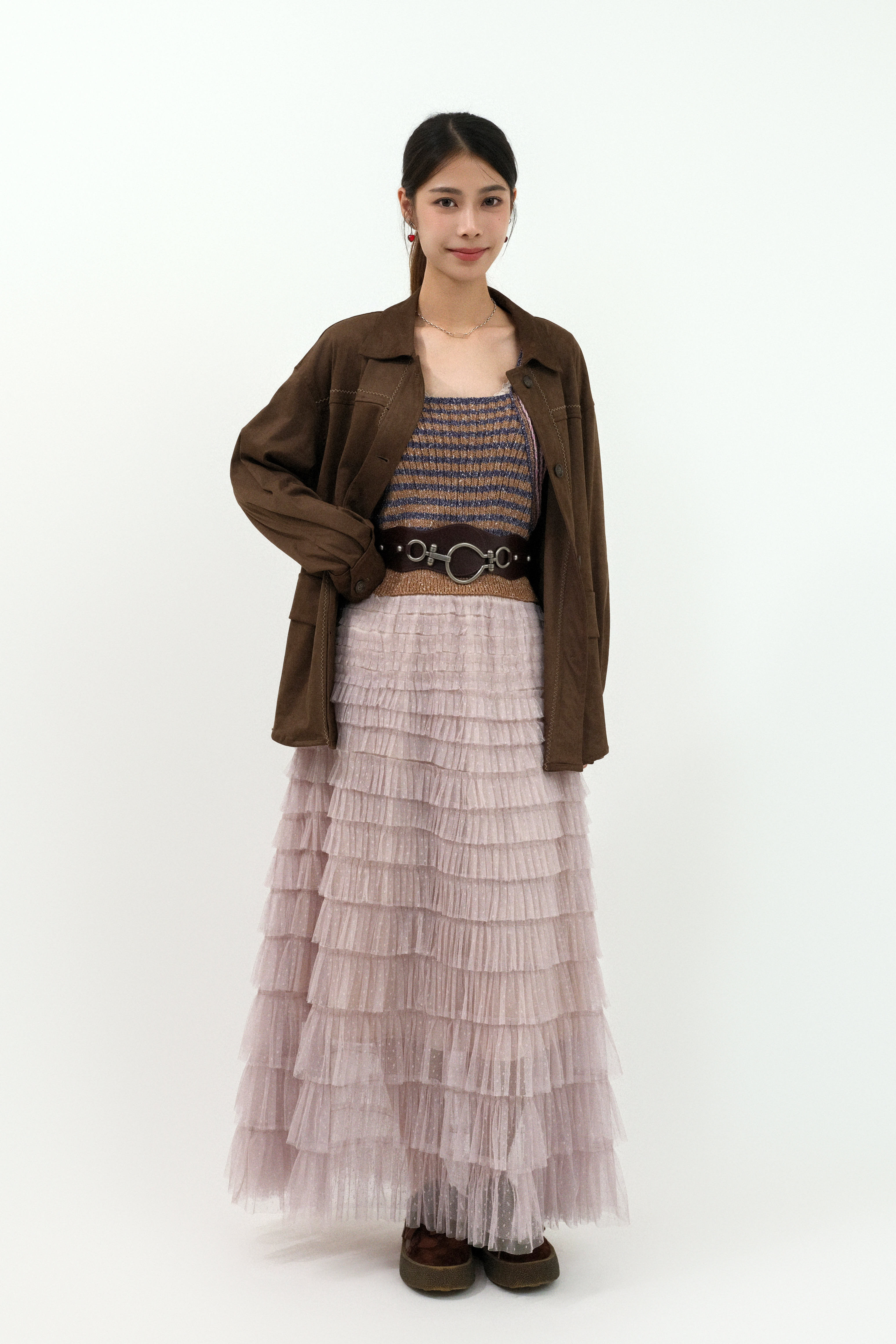 之字繡花線仿猄外套  ( 預購產品）