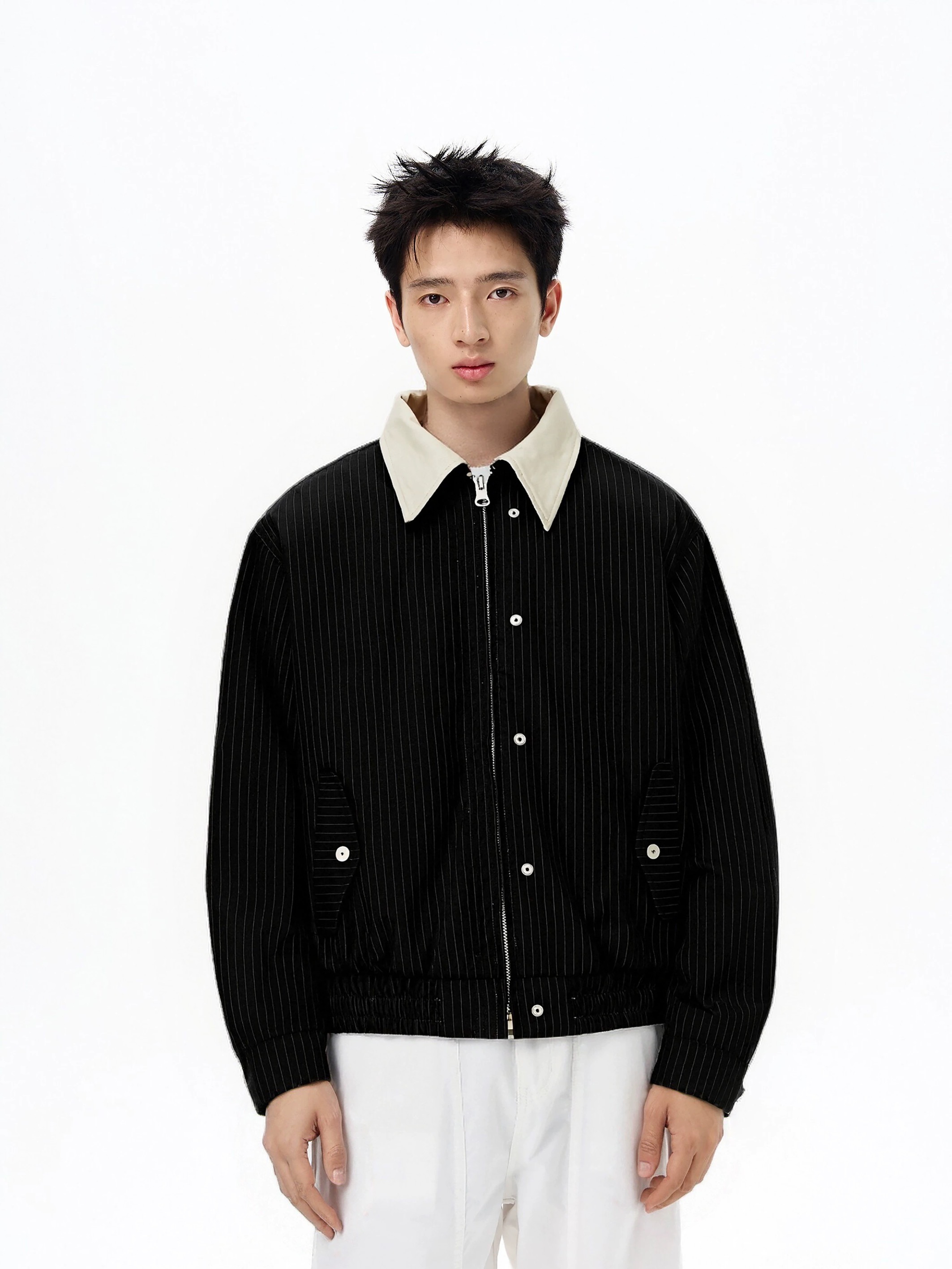 SIMPLEACTION 美式cleanfit條紋翻領兩面穿外套