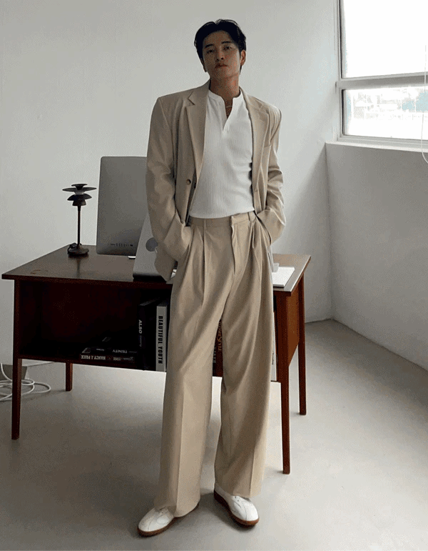 長袍式西裝外套 西裝褲 成套西裝