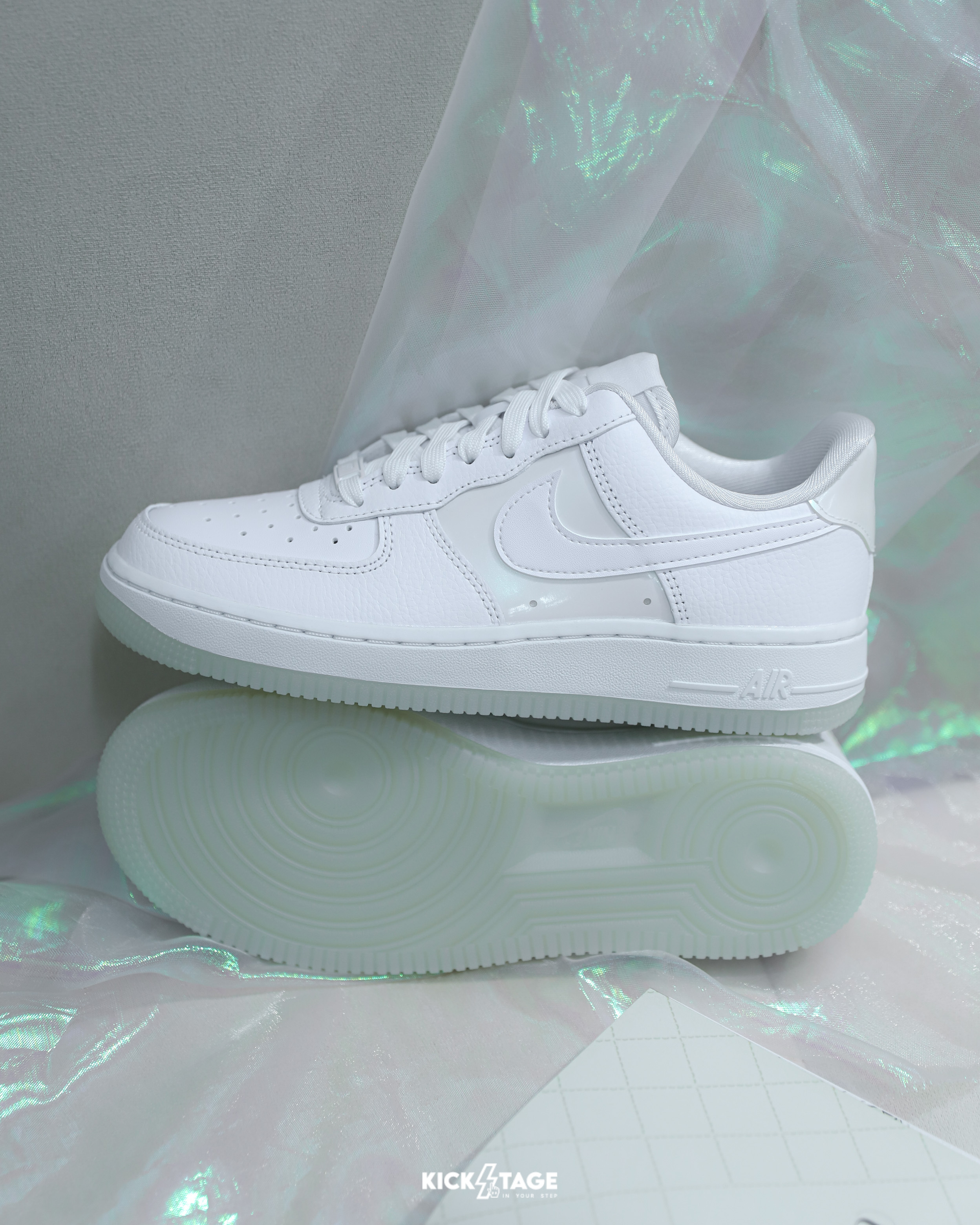 女鞋 NIKE W AIR FORCE 1 '07 LX 全白 炫彩白 珠光感 皮革 果凍底 冰底 休閒鞋【IH3204-100】AF1