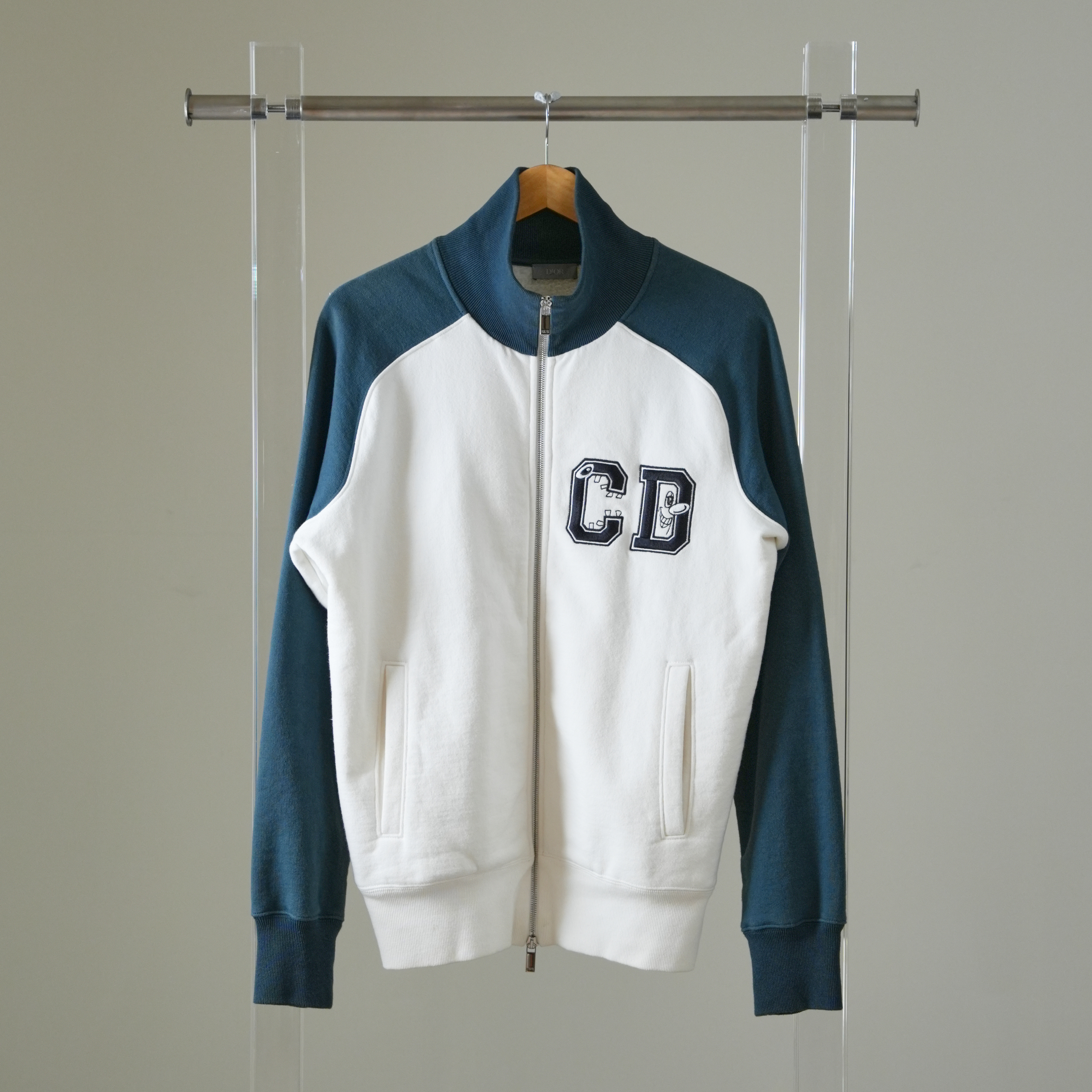 DIOR 白配煙灰藍拼接卡通圖案外套