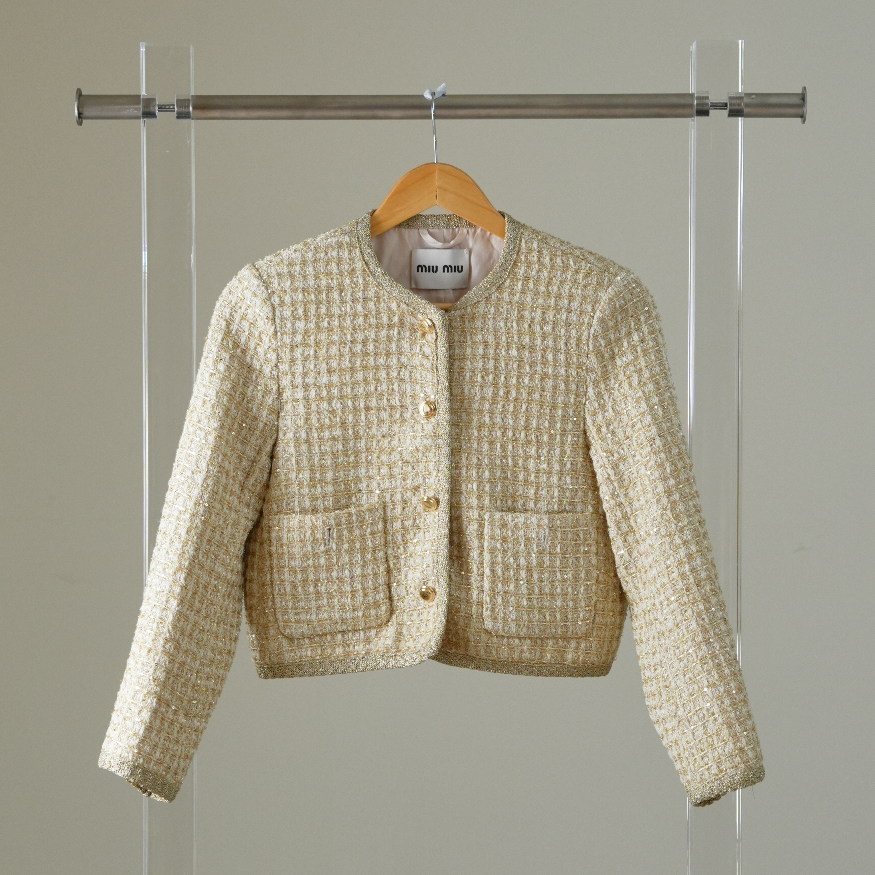 miumiu 黃色毛呢短版外套