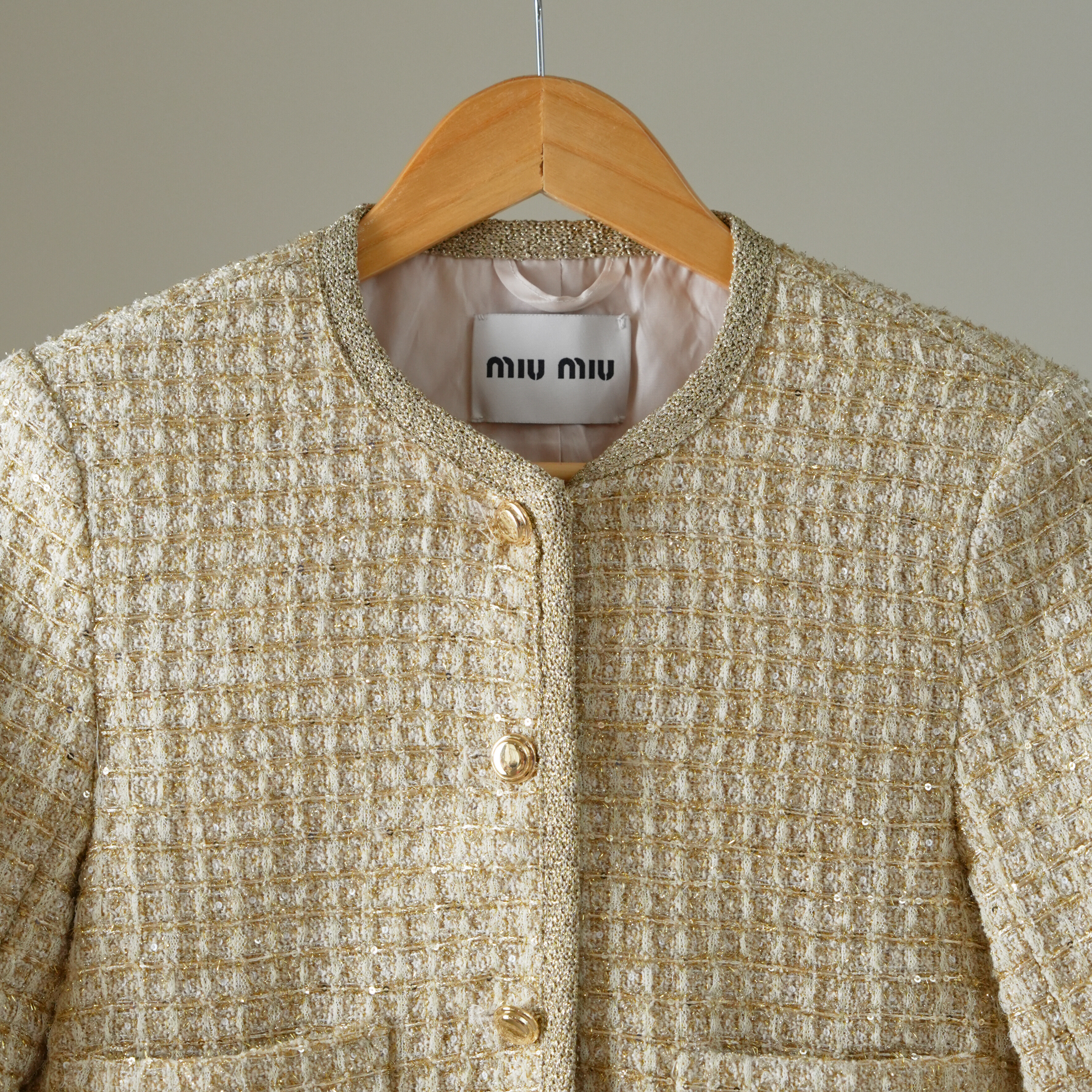 miumiu 黃色毛呢短版外套