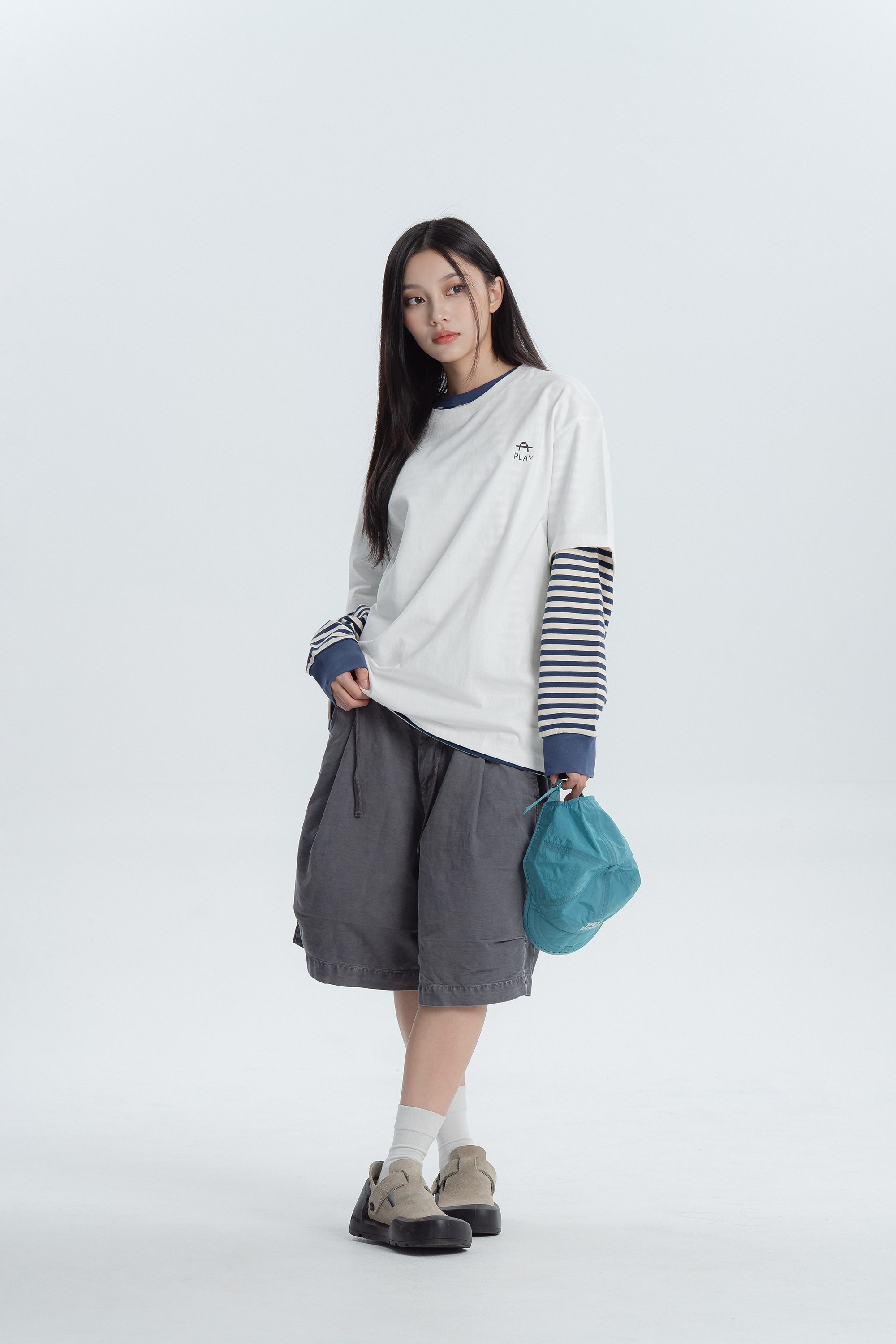 日常極簡A字抽繩五分褲 2色