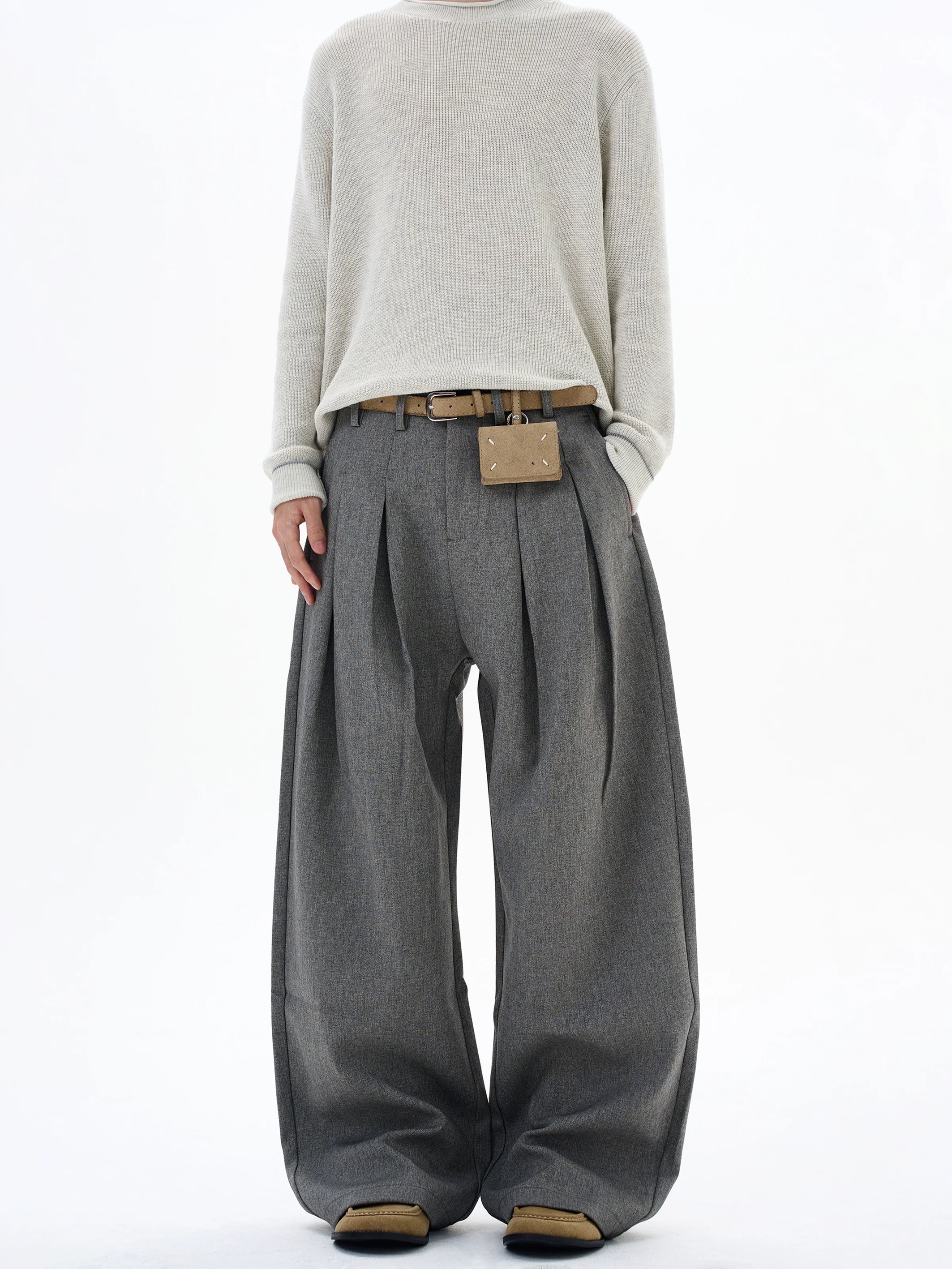 - SIMPLEACTION - 復古高級感皺褶彎刀西裝褲