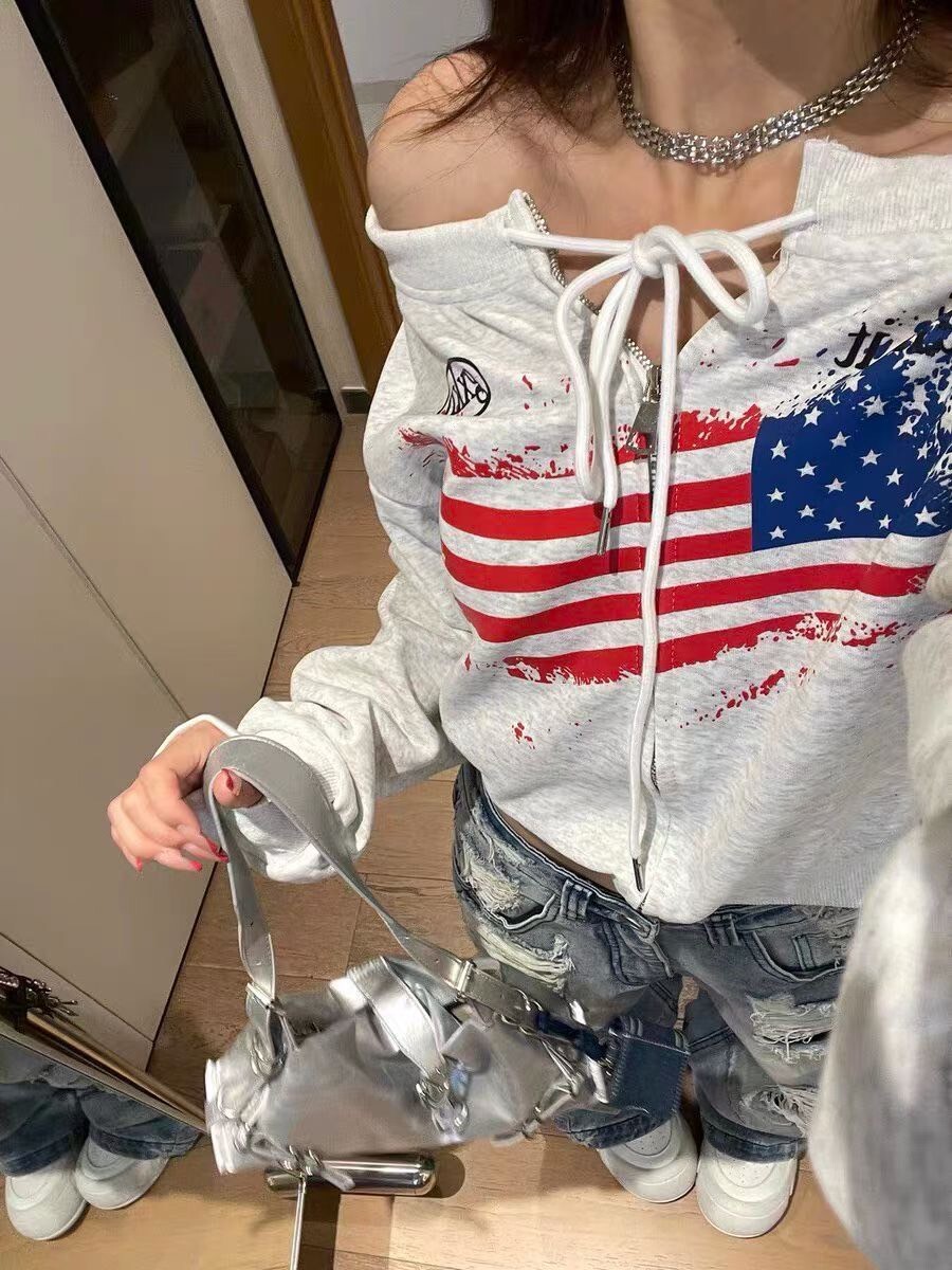 拉鍊美國一字外套