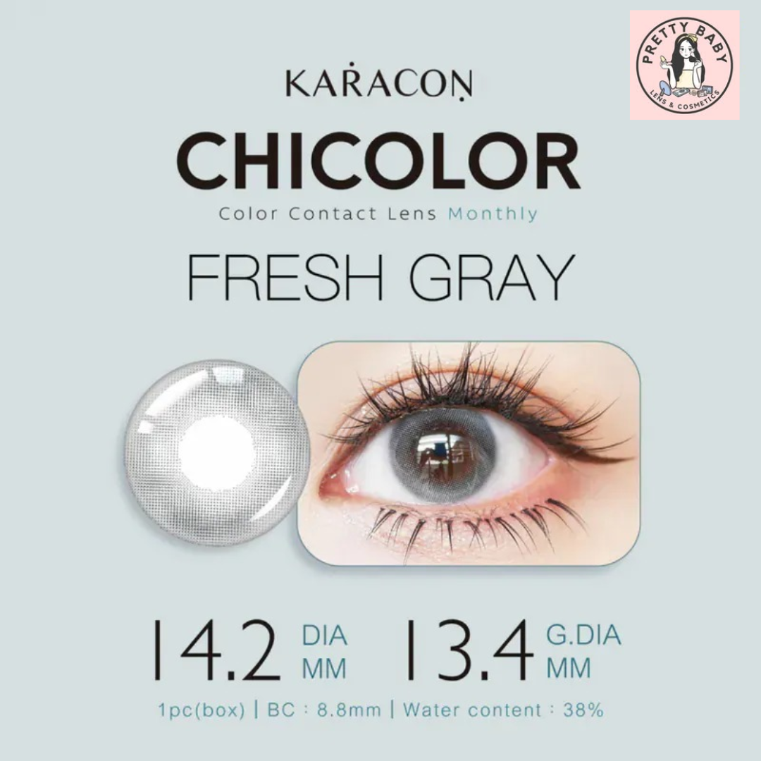 Karacon CHICOLOR 1 Month #110 Fresh Gray 清新灰｜月拋彩妝隱形眼鏡｜每盒1片
